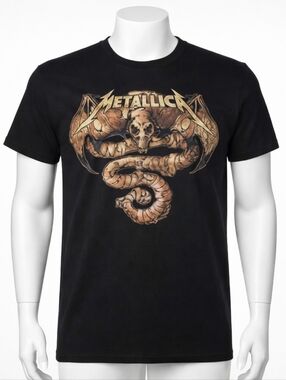 Metallica Snake Skull Graphic T Shirt XXL Black Band Tee NWOT Cotton